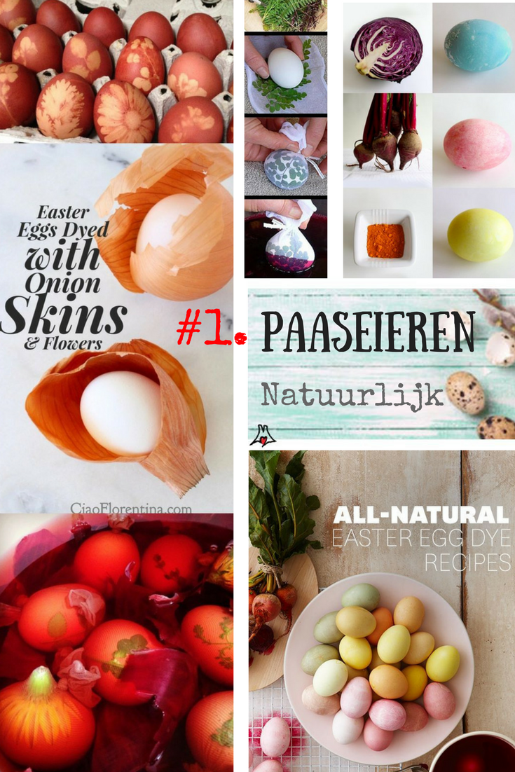 "Paaseieren op natuurlijke wijze kleuren. Met rode ui en een oude panty. Inspiratie van Pinterest. Melsfeestje.nl"