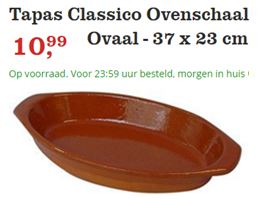 Tapas Schaal Ovaal. een prachtige Spaanse Ovenschaal om je tapas in te serveren. Ook andere gerechten staan er mooi in. "