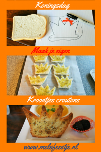 "Koningsdag kroontjes croutons - zelf maken - lekker bij oranje soep - mels feestje"