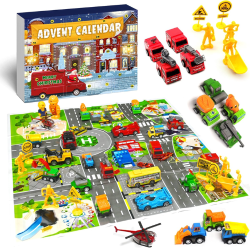 Happyment® Adventskalender kinderen 2021 - Inclusief speelmat - Auto liefhebber - 24 stuks