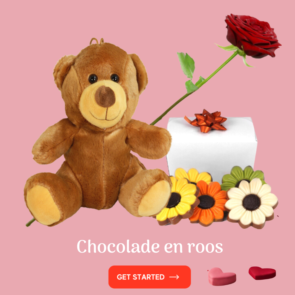 chocolade en roos valentijnsdag